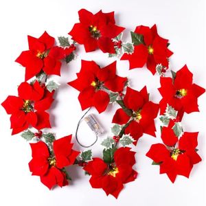 Collier Poinsettia rouge Bijoux de fleurs de Noël Mosaïque