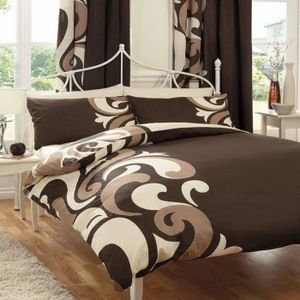 Grandeur Double Housse De Couette Et Taie D Oreiller Set Marron Achat Vente Housse De Couette Et Taies Cdiscount