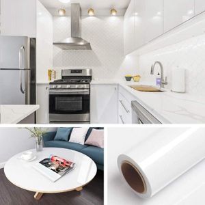 Papier adhésif Blanc Brillant (Blanc laqué) - Déco meubles cuisine –  CUISINE AU TOP