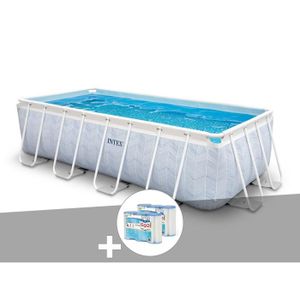 PISCINE Kit piscine tubulaire Intex Chevron rectangulaire 4,00 x 2,00 x 1,00 m + 6 cartouches de filtration 4m x 2m x 1m Bleu