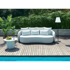 Salon bas de jardin Salon de jardin : un canapé 3 places en tissu et une table basse - Blanc - GUARANO de MYLIA