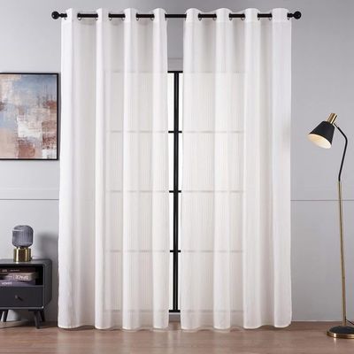 Topfinel Rideau Voilage Salon Beige Transparent avec Galon Fronceur 2 Panneaux de Rideaux Voile en Lin Effet Voilages Intérieurs Fenetre de Chambre Enfant Fille Adulte Cuisine Porte, 140x245 CM