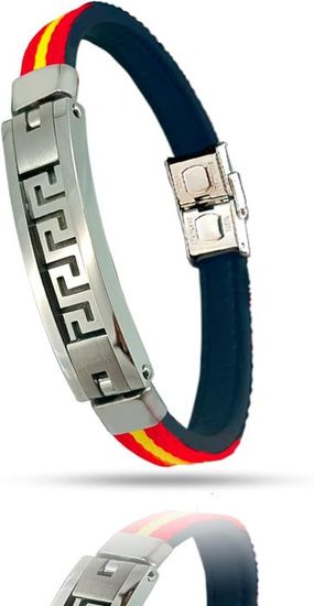 Bracelet élastique Drapeau Bracelet Drapeau Espagne MIBANDERA - Cuir Et Tissu élastique Homme Femme Accessoire Espagnol Cadeau