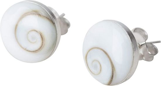 Boucles D'oreilles Argent Sterling 925 Avec Coquille Shiva Eye - Fait Main En Indonésie