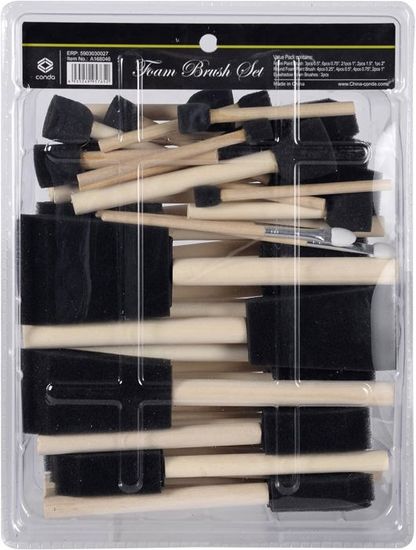 20 Pinceaux En Mousse Avec Manche En Bois - 10 De 1,5 Cm Et 10 De 2 Cm, Pour Peinture Acrylique, Bricolage, Enfants - 9