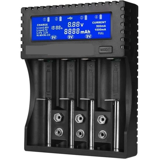 Chargeur De Batterie 18650 4 Slots - Rapide Pour Li-ion/NiMH, Tailles Multiples