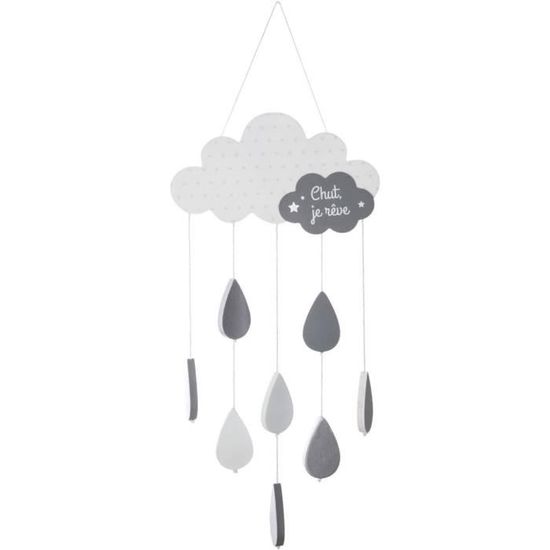 Atmosphera Patère Enfant Nuages Blanc - 4 Crochets En Bois, Design Adorable Pour Chambre Bébé Ou Enfant - 55 X 7 Cm
