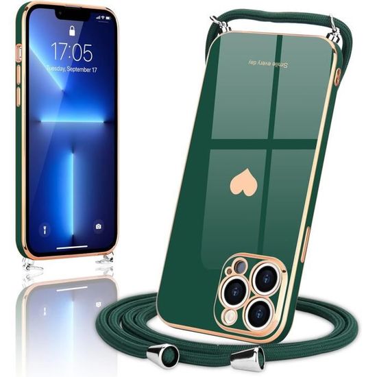 Coque Avec Cordon Pour IPhone 11 à 14 Pro Max - Protection Antichoc Slim - Bleu - Neuf