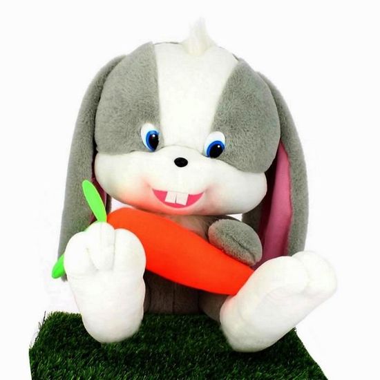 KUWUNG Peluche Lapin Sauteur Lumineux - Doudou Carotte Interactif Qui Bouge Oreilles & Nez, Joue Des Sons - Cadeau Enfant Dès 2 Ans