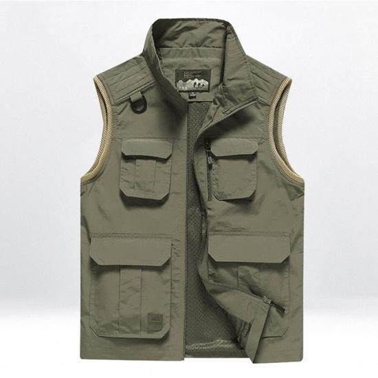 Gilet D'Extérieur Spanye Homme - Sans Manches, Multi-Poches - Séchage Rapide - Nylon