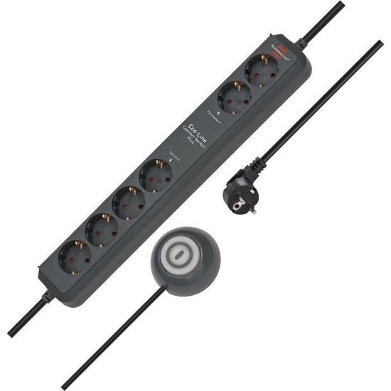 BRENNENSTUHL 1152340015 - Base múltiple Eco-Line gris plata con interruptor (3 tomas y 1.5 m