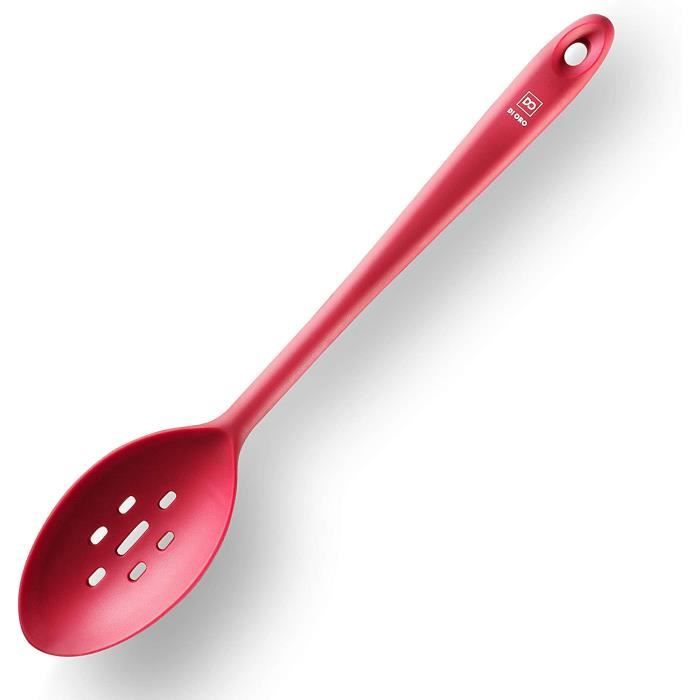 KitchenAid Cuillère De Cuisine à Trous En Silicone & Inox – Rouge Cerise, 15 Cm, Anti-rayures Et Résistante Chaleur 232°C