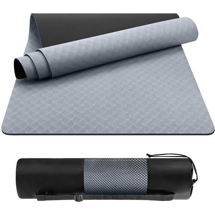 Tapis de sol Tapis de sport Tapis de gymnastique Tapis de yoga en Mousse 183 cm x 80 cm x 0.8 cm Noir - Gris - JAESAN