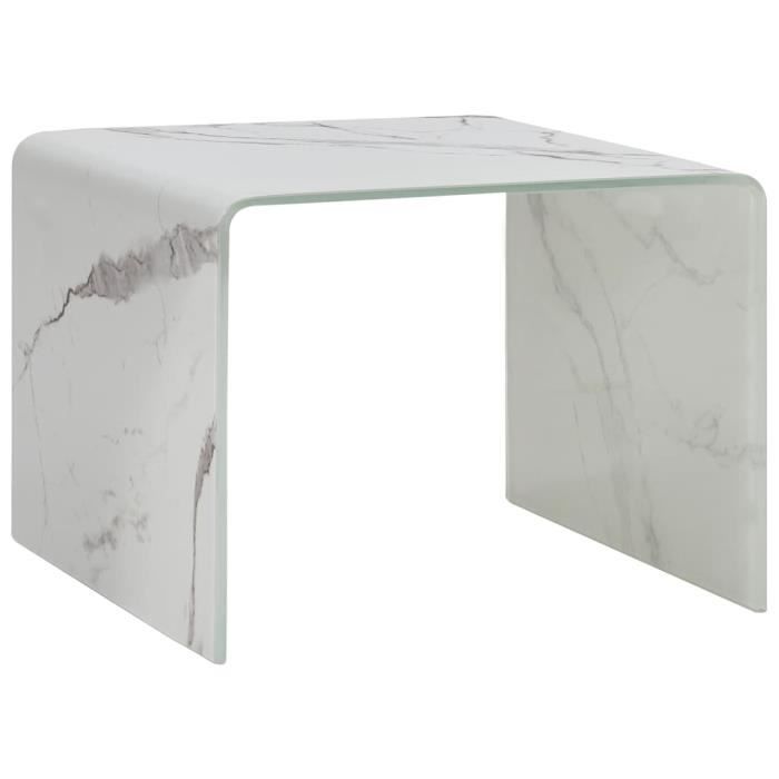 YAJIASHENG Table basse Blanc Marbre 50 x 50 x 45 cm Verre trempé