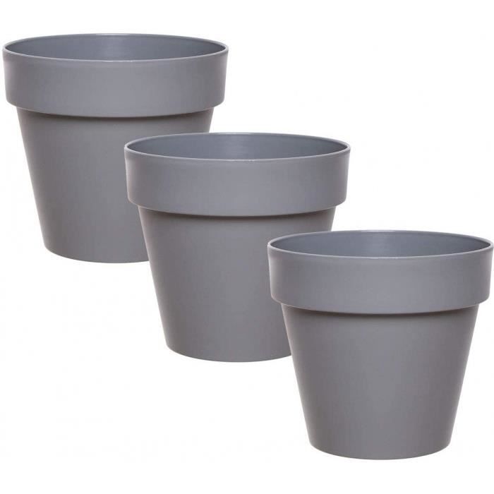 Rond, Petit, Pots De Fleurs, Pot Plante, Jardiniere, Vase, Petite, Interieur, Exterieur, Incassable- Version: 14 Cm - 3 St. - Grau