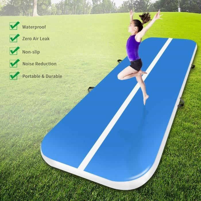 Tapis de piste gonflable bleu de plancher de piste d'air de rouleau de gymnase de matelas de gymnastique gonflable bleu de 3M