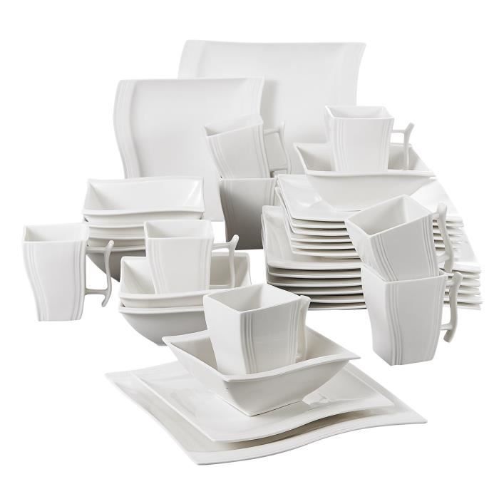MALACASA, Série Flora, 32 pièces Service de Table Assiettes en Porcelaine