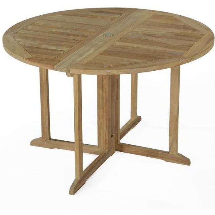 Table pliante ronde en teck Ecograde Domingue ø 120 cm