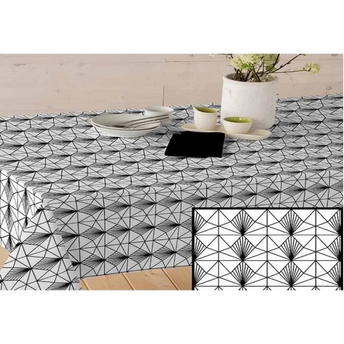 ART2LATABLE NAPPE EN TISSU ENDUIT 140 GRAFIC BLANC - forme:NAPPE RECTANGLE 140x300 CM