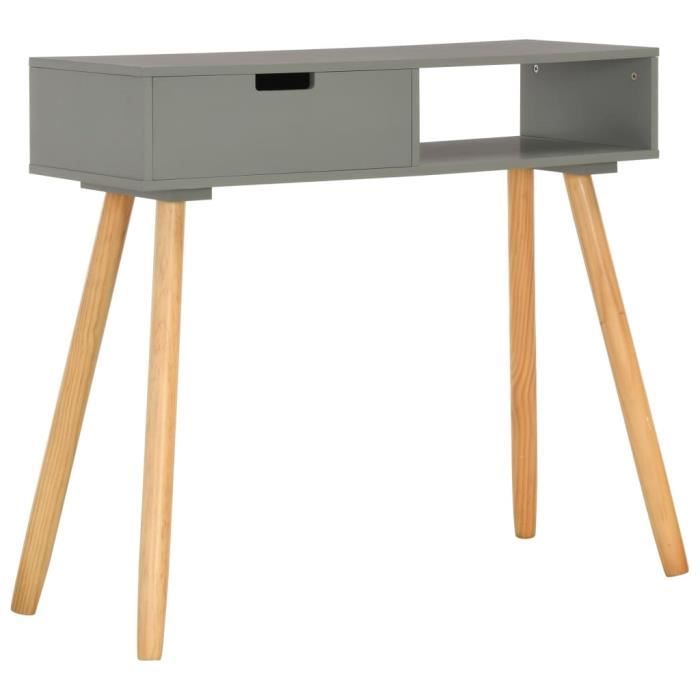 Table Console de salle à manger Table d’entrée Table de Salon contemporain Gris 80x30x72 cm Pin massif