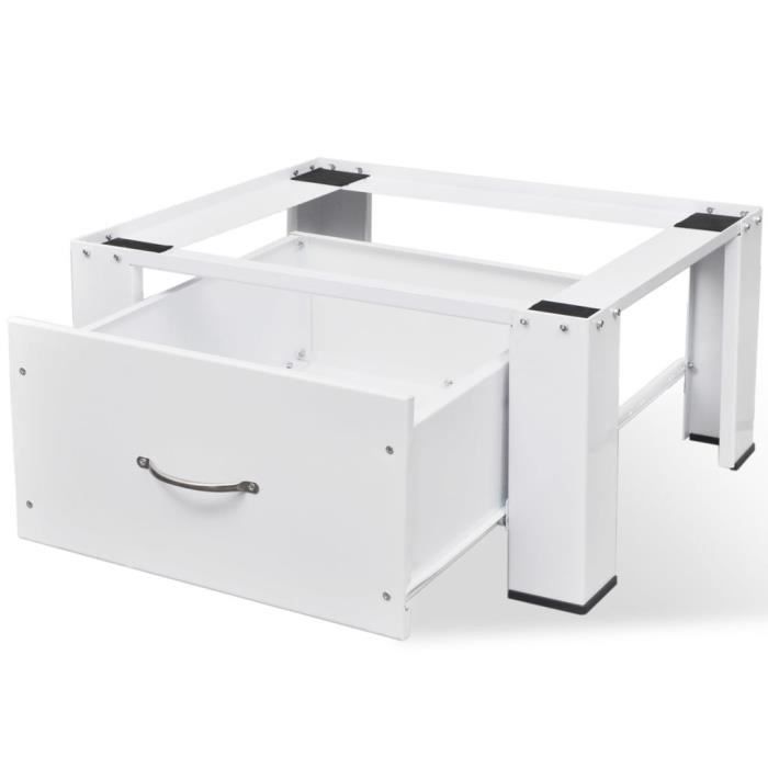 Socle pour machine à laver Socle Lave Linge Base de Sèche-linge avec tiroir Blanc