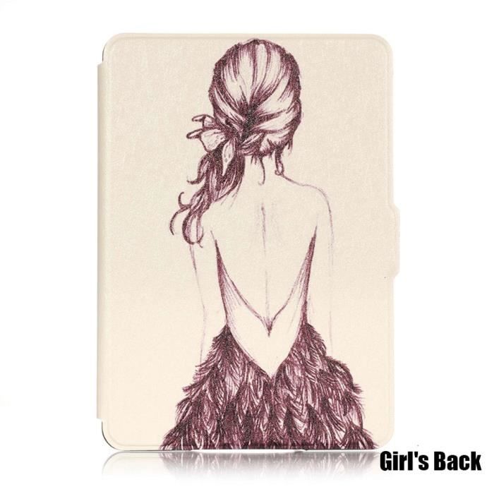 Housses - Etuis Tablette,37Style cuir Auto réveil-sommeil Smart Case coque de protection 6 - pouces e books - Type Girls Back