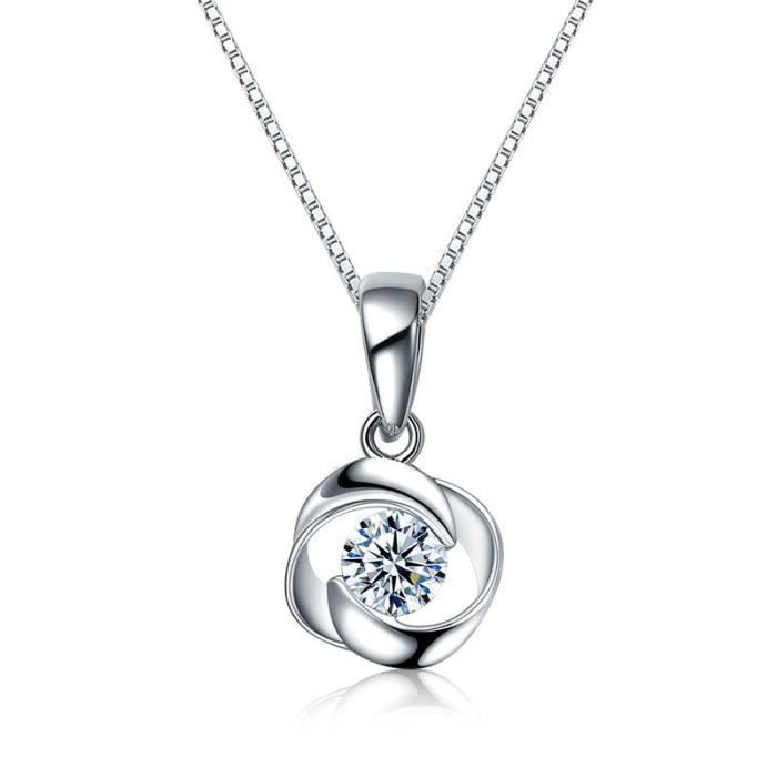 Argent inlay zircon collier pendentif bijoux en argent cadeau de Noël femme
