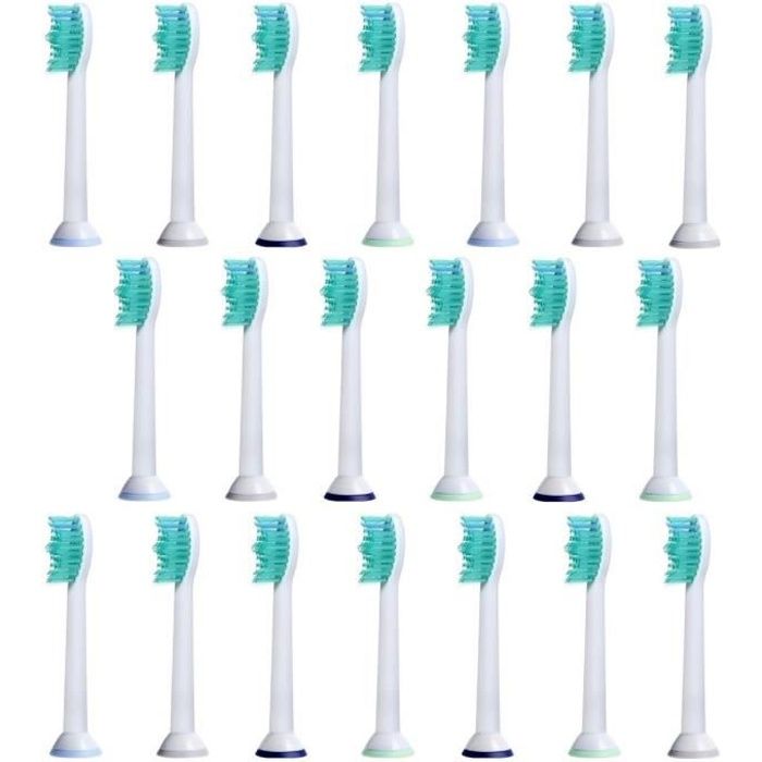 20pcs Têtes pour Philips Sonicare ProResults HX6013-66 Remplacement de brosse à dents