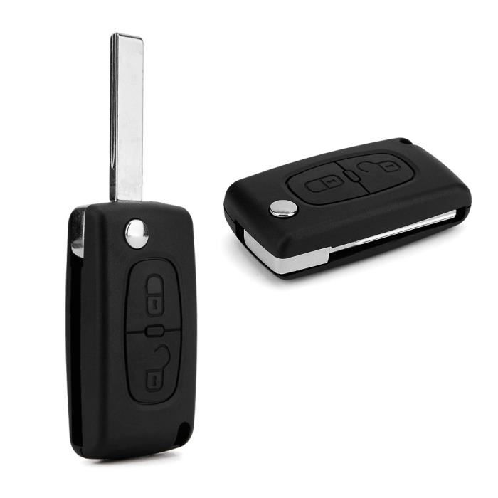 Coque 2 boutons lame pliable pour telecommande CLE PEUGEOT 306 307 308 fob