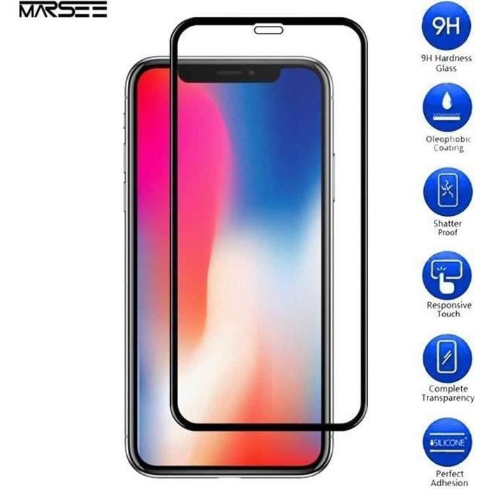 Dureté 9H Verre Trempé iPhone 11 Pro-X-XS 5.8- 2.5D Double Défense Film de Protection d'écran, Protège Écran Série Vitre HD