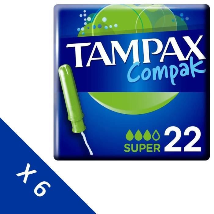 [Lot de 6] TAMPAX Tampons Compak Super Applicateur x22 - Soit 132 tampons