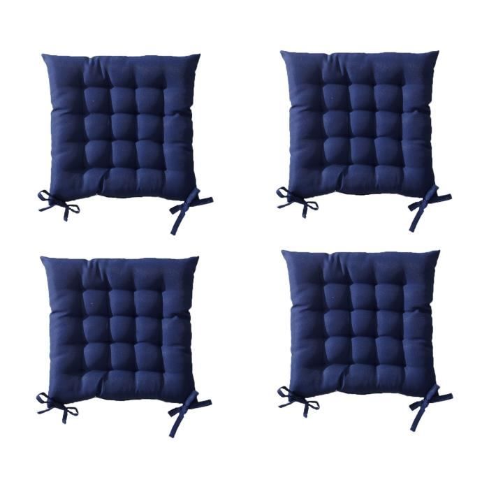 TODAY Lot de 4 assises matelassées - 16 points - 40x40 cm - 100% Coton - Ciel d'Orage