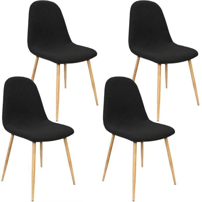 Lot de 4 Chaises Design avec revêtement en tissu - Noir - Tendance et moderne