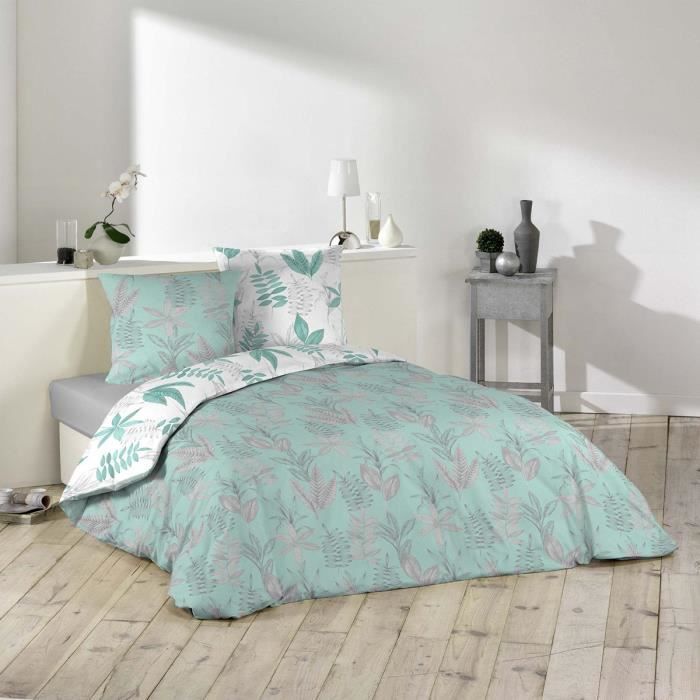 Housse de couette 220x240 Eneko + 2 taies Microfibre Vert