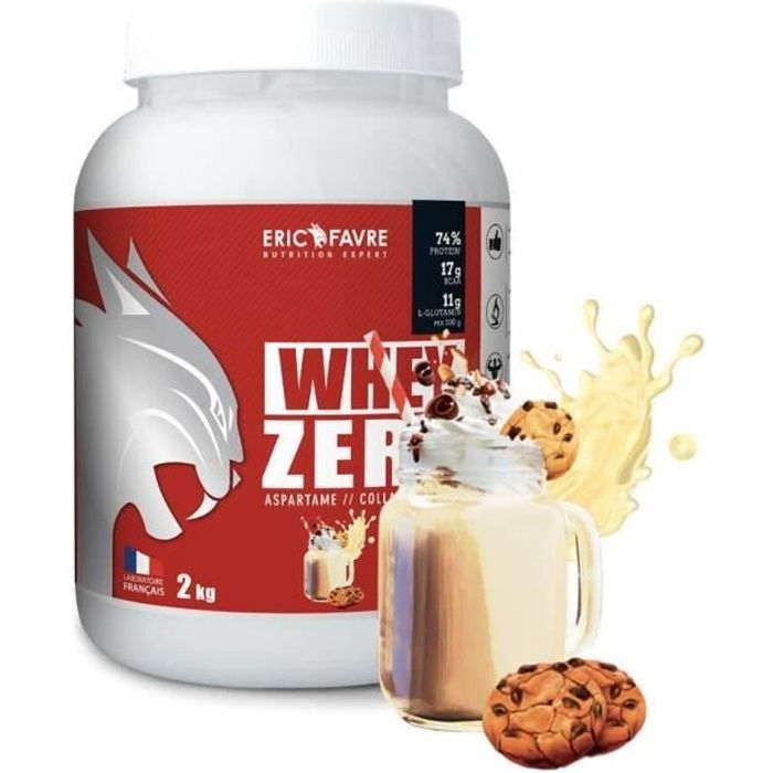 Eric Favre - Whey protéine concentrée Zero - Proteines - Cookies & cream - 750g