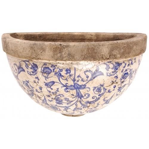 Jardinière murale demi lune bleue