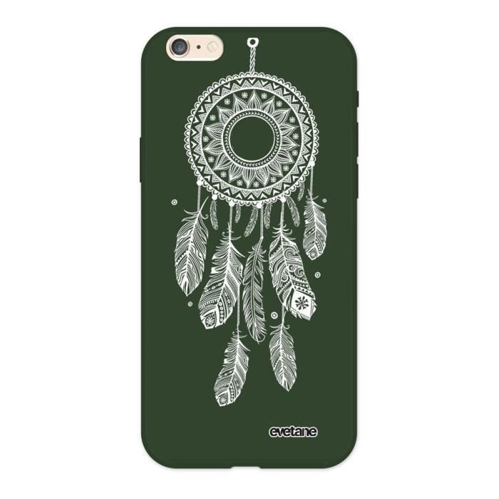 Coque iPhone 6/6S Silicone Liquide Douce vert kaki Attrape reve blanc Ecriture Tendance et Design Evetane.