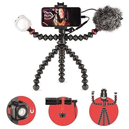 Kit JOBY GorillaPod Mobile Vlogging (Smartphone Rig, Wavo Mobile, Mini Lampe LED Beamo) Trépied Flexible, Support de Téléphone,