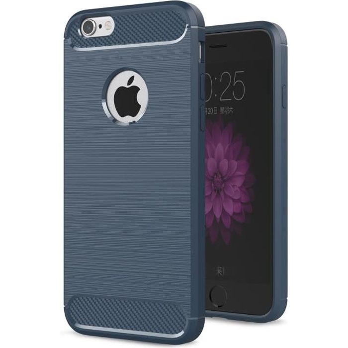 Fibres de Carbone Resilient TPU Antichoc Coque Protection Armure Case pour iPhone 6 Plus - 6S Plus 5.5- - Bleu