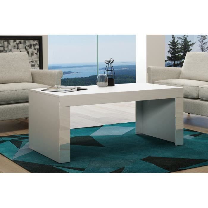 Table basse en MDF Blanche mat et bordure laquée 120 cm