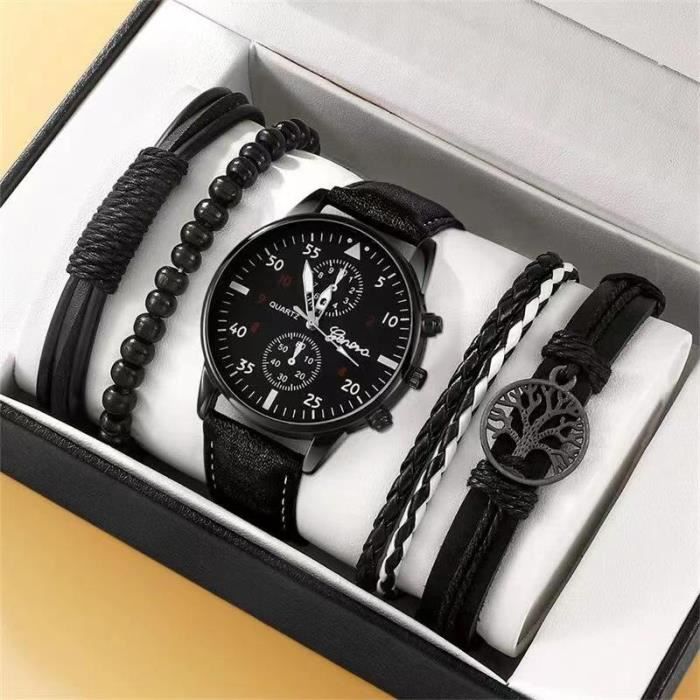 Coffret Cadeau Montre pour Homme Ensemble Montre Ceinture Portefeuille Cadeau Fête