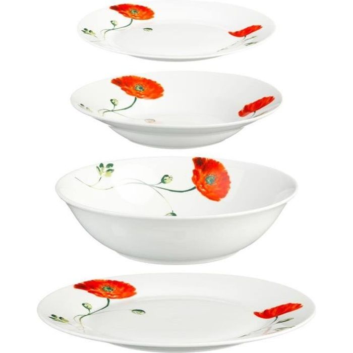 Service 19 pièces coquelicot Autres Blanc