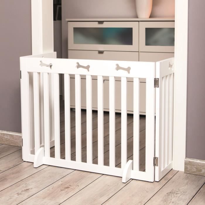 TRIXIE Barrière de sécurité - 3 pièces - 82-124x61 cm - Blanc - Pour chien