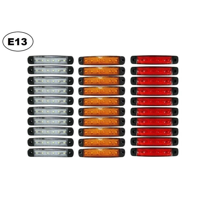30x Feux de Gabarit Encombrement Marqueurs Latéraux 12V Rouge Orange Blanc Universels Utilisation Utilitaire Tuning