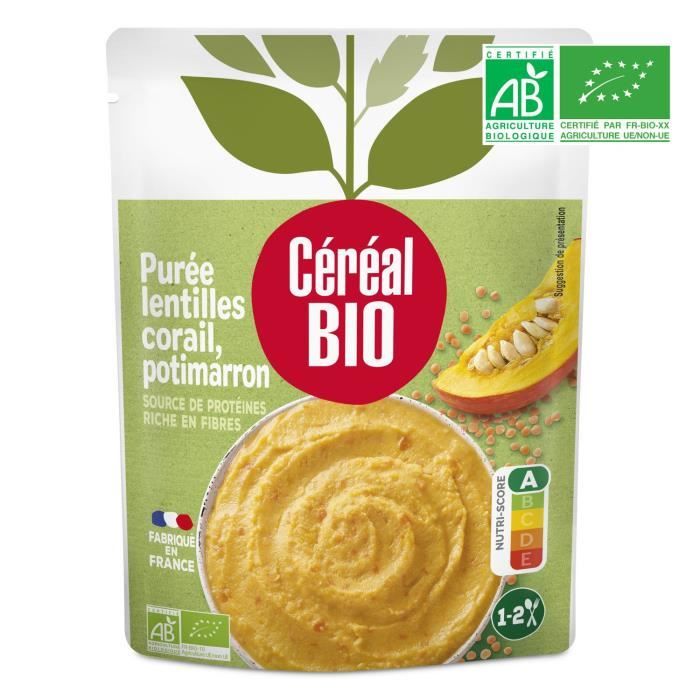 CEREAL BIO Purée de lentilles corail et de potimarron Bio - 250 g