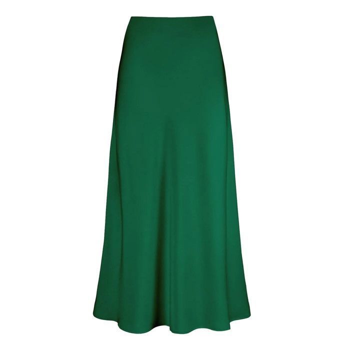 Jupe décontractée A-line été coton lin mi-longueur taille élastique