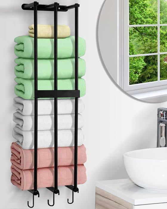 Porte-serviettes Sans Perçage LINKWAY - Adhésif Acier Inoxydable - Support 8 Lbs - Pour Salle De Bain