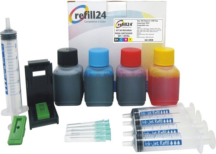 Kit de Recharge Compatible pour Cartouches d\'encre HP 301 301 XL Noir ...
