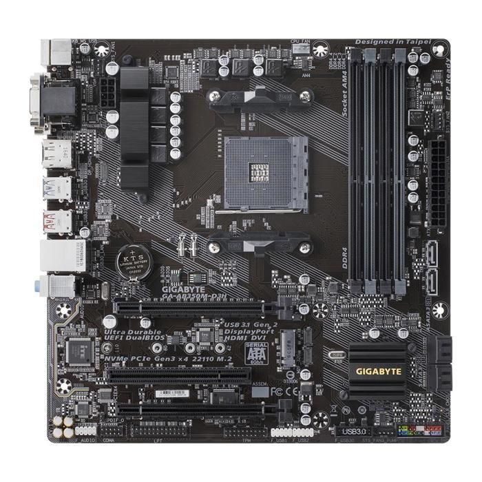 Carte mère GIGABYTE AB350M-D3H AMD B350 Socket AM4 4xDDR4 SDRAM 64GB Micro ATX - Gigabyte