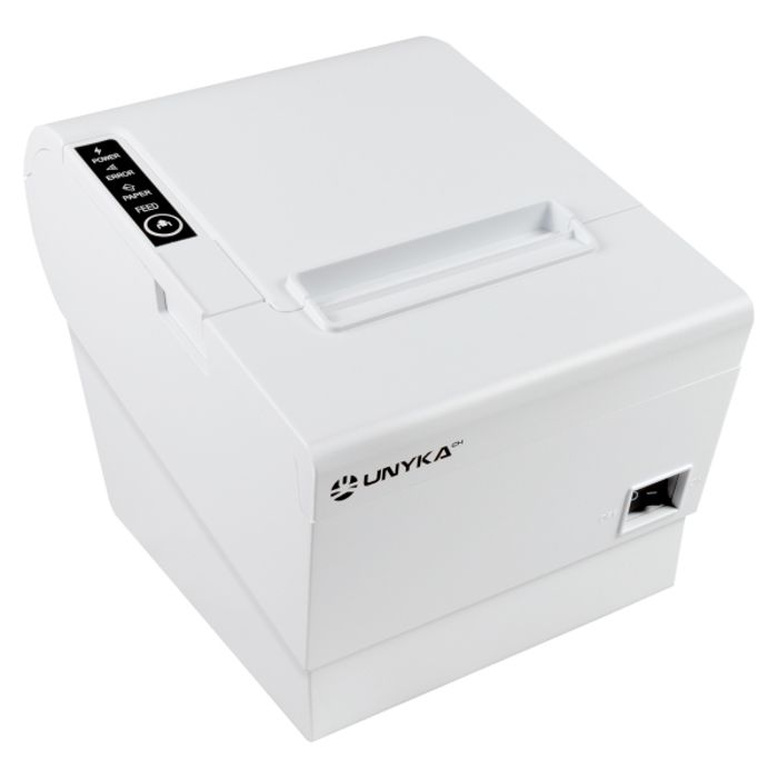 Unykach pos5 white thermal receipt printer — speed 230mm/s — usb rj-45 rj-12 et rj11